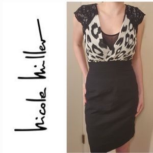 Nicole by Nicole Miller women’s shift animal print / cheetah black white dress